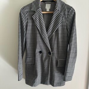 H&M Black and White Checkered Blazer